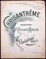 cca 1896 Kotta a zeneszerző, Vendéghegyi Géza saját kézzel írt ajánlásával az Operaház pénztárnokának