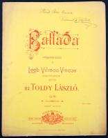 cca 1896 Kotta a zeneszerző, Toldy László saját kézzel írt ajánlásával az Operaház pénztárnokának