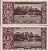 1945. 100P (2x) diósgyőri vízjellel, egymásutáni sorszámokkal T:II+ Csak egyszer hajtva!