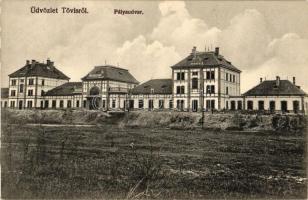 Tövis, pályaudvar, vasútállomás, kiadja Klein Albert / railway station