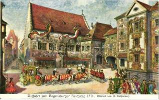 Regensburg, Affahrt zum Regensburger Reichstag 1711 s: O. Zacharias (Rb)