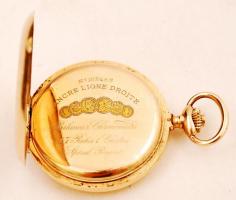 Ancre Ligne Droite arany 14 K (Au.) másodperc mutatós, dupla fedeles zsebóra, működik, jelzett, szám...