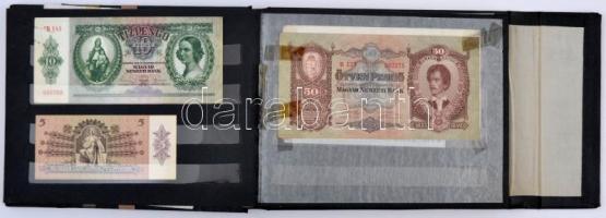Vegyes: 25db klf magyar és külföldi bankjegy albumban, több beragasztva, közte 1848. 10Ft "Koss...