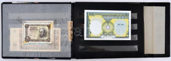 Vegyes: 25db klf magyar és külföldi bankjegy albumban, több beragasztva, közte 1848. 10Ft "Koss...