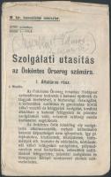 1914 Az Önkéntes Őrsereg szolgálati utasítása 8p.