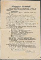 1944 Nyilaskeresztes röplap Horthy ellenes propagandával / 1944 Hungarian Arrow-cross propaganda fly...