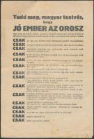 1944 Nyilaskeresztes oroszellenes propaganda röplap / 1944 Hungarian Arrow-cross propaganda flyer against Russians