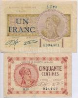 Franciaország 1922. 50c + 1Fr Kereskedelmi Kamara Párizs T:III France 1922. 50 Centimes + 1 Franc Chambre de Commerce de Paris C:F
