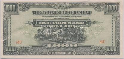 Malaya / Japán kormányzat 1945. 1000$ T:II Malaya / Japanese government 1945. 1000 Dollars C:XF