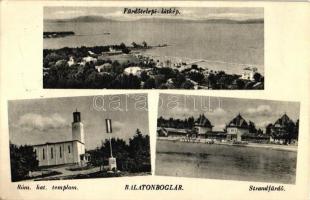 Balatonboglár, fürdőtelep, strandfürdő, Róm. kat. templom (EK)