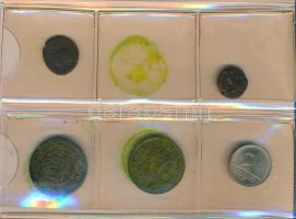 44db vegyes magyar és külföldi fémpénz és zseton kis albumban, közte érdekesebb darabok is! T:vegyes...