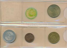 44db vegyes magyar és külföldi fémpénz és zseton kis albumban, közte érdekesebb darabok is! T:vegyes...