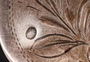 Ezüst (Ag.) hús villa, jelzett (félhold és Diana), monogramos, gazdagon díszített, h:23 cm, nettó:11...