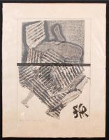 Swierkiewicz Róbert (1942-): Két láb. Monotípia (próba), papír, jelzett a típián, 32×23 cm