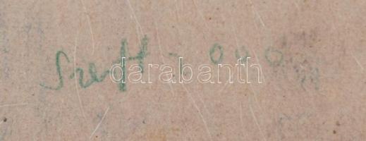 Szeift Béla (1944-2012): Kék írás. Akvarell, karton, jelzett, 42×31 cm