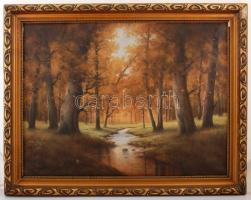 Beqer jelzéssel :Őszi erdő. Olaj, vászon, antik sérült keretben, 60×80 cm