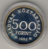 1992. "Károly Róbert" 500Ft Ag T:PP Díszdobozban, tanúsítvánnyal!