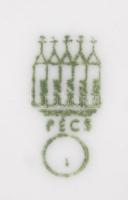 Zsolnay  porcelán ételhordó 5db-os, bögre+csésze alj, jelzett, kopásnyomokkal