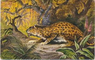 Jaguar, monkeys, Fauna 3. No. 3468. s: F. Perlberg