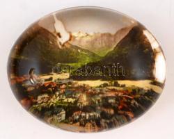 Üveg levélnehezék, Bad Ischl, hibás, 8x5cm/  Glass paperweight, Bad Ischl, flawy, 8X5CM