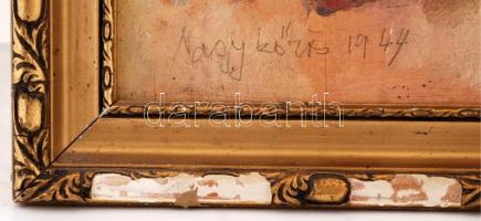 Markovics jelzéssel: Falmászó. Olaj, fa lemez, sérült keretben, 58×39 cm