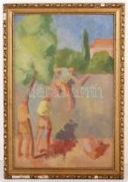 Markovics jelzéssel: Falmászó. Olaj, fa lemez, sérült keretben, 58×39 cm