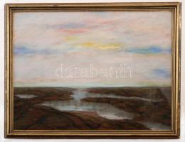 Zajthy Ferenc (1886-1961): Kietlen táj. Vegyes technika, papír, jelzett, üvegezett keretben, 52×68 c...