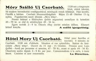 Tátra, Új-Csorba, Hotel Móry; kinyitható képeslap térképpel / folding card with map (bent til broken...