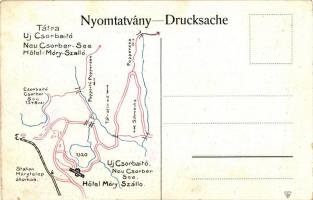 Tátra, Új-Csorba, Hotel Móry; kinyitható képeslap térképpel / folding card with map (bent til broken...