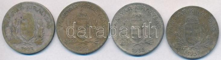 1927-1938. 1P Ag (4x) T:2-,3 patina