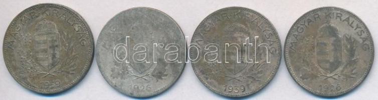 1926-1939. 1P Ag (4x) T:2-,3 patina