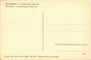 1915 Ivano-Frankivsk, Stanislawów; Ul. Sapiezynska Linia A-B / street with shops (EM)