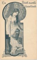 'Ein Blick durchs Schlüsselloch' erotic postcard, Schmidt Edgar (EB)