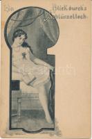 'Ein Blick durchs Schlüsselloch' erotic postcard (EK)