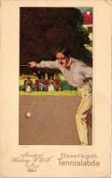 Standard Harburg V.G.F. teniszlabda; Egyesült Ruggyantaáru Gyárak Harburg - Wien / tennis ball advertisement, litho (EK)