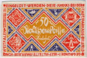 Németország / Weimari Köztársaság / Bielefeld / 1922. 50M selyem városi szükségpénz bélyegzés nélkül T:I firka Germany / Weimar Republic / Bielefeld 1922. 50 Mark silk, without stamp C:UNC writing