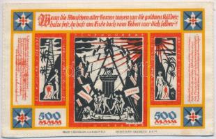 Németország / Weimari Köztársaság / Bielefeld / 1923. 500M vászon városi szükségpénz bélyegzéssel T:I Germany / Weimar Republic / Bielefeld 1923. 500 Mark linen necessity banknote with stamp C:UNC