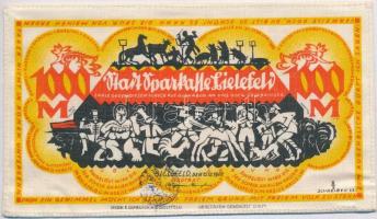 Németország / Weimari Köztársaság / Bielefeld / 1922. 1000M sárga, vászon, bélyegzéssel T:I Germany / Weimar Republic / Bielefeld 1922. 1000 Mark yellow, linen, with stamp C:UNC