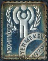 1979. Nemzetközi Gyermekév Ag bélyegérem eredeti ÁPV tokban (3.41g/0.835/27x22mm) T:PP oxidáció