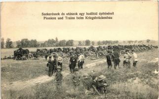 Szekerészek és utászok egy hadihíd építésénél / Pioniere und Trains beim Kriegsbrückenbau / WWI K.u.K. pioneers (EK)