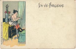 La Vie Parisienne / French erotic litho art postcard (worn edges)