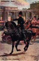 The mounted constable, Metropolitan police, automobile, Raphael Tuck & Sons Oilette 9824. s: Harry Payne