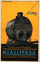 1921 Budapest, Az Orsz. Vasas Szövetség Országos Vas és Gépipari Kiállítása, reklám; Bruchsteiner és fia / Hungarian iron and machine industrial exhibition advertisement s: Tary (fa)