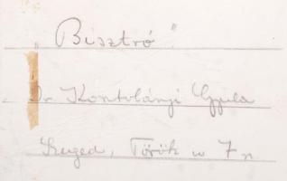 cca 1950 Dr. Kosztolányi Gyula: Bisztró, a szerző által feliratozott fotóművészeti alkotás, egyik sa...