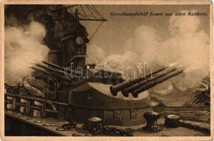 Grosskampfschiff feuert aus allen kalibern / WWI K.u.K. battleship, Nr. M. 119. (EB)