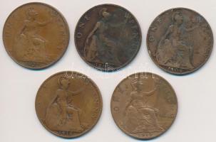 Nagy-Britannia 1902-1922. 1p Br (5xklf) T:2-,3
Great Britain 1902-1922. 1 Penny Br (5xdiff) C:VF,F