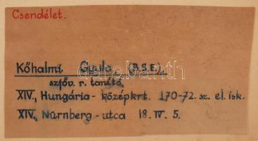 cca 1920 Kőhalmi Gyula: Csendélet, feliratozott vintage fotóművészeti alkotás, 23x29 cm, karton 38x4...