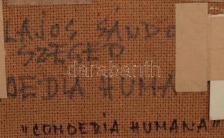 cca 1970 Dr. Lajos Sándor: Comedia Humana, fotómontázs, farostlemezre kasírozva, a szerző által feli...