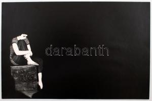 cca 1980 Magyar Alfréd: Magányos, feliratozott vintage fotóművészeti alkotás, 26x39 cm