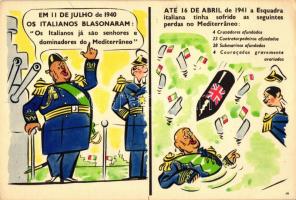 1941 Esquadra italiana tinha sofrido as seguintes perdas no Mediterraneo / Anti-Italian propaganda, Mussolini's navy, cartoon humour